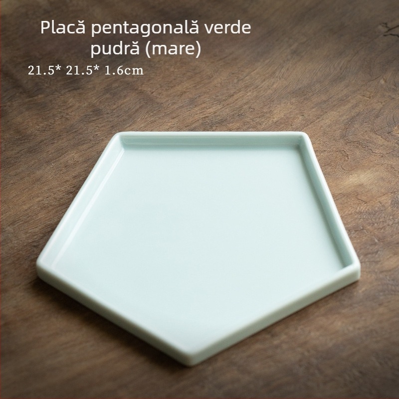 Tavă de porțelan în stil nou chinezesc pentru ceai, cu suport de ceainic lucrat manual, farfurie pentru gustări și fructe, tavă pentru ceai uscat