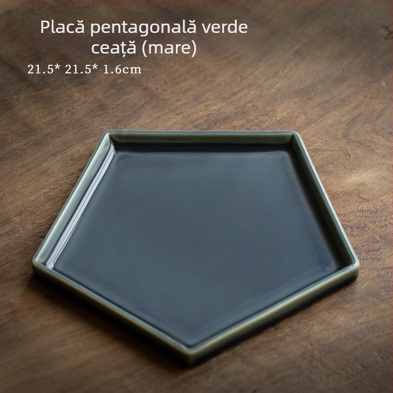 Tavă de porțelan în stil nou chinezesc pentru ceai, cu suport de ceainic lucrat manual, farfurie pentru gustări și fructe, tavă pentru ceai uscat
