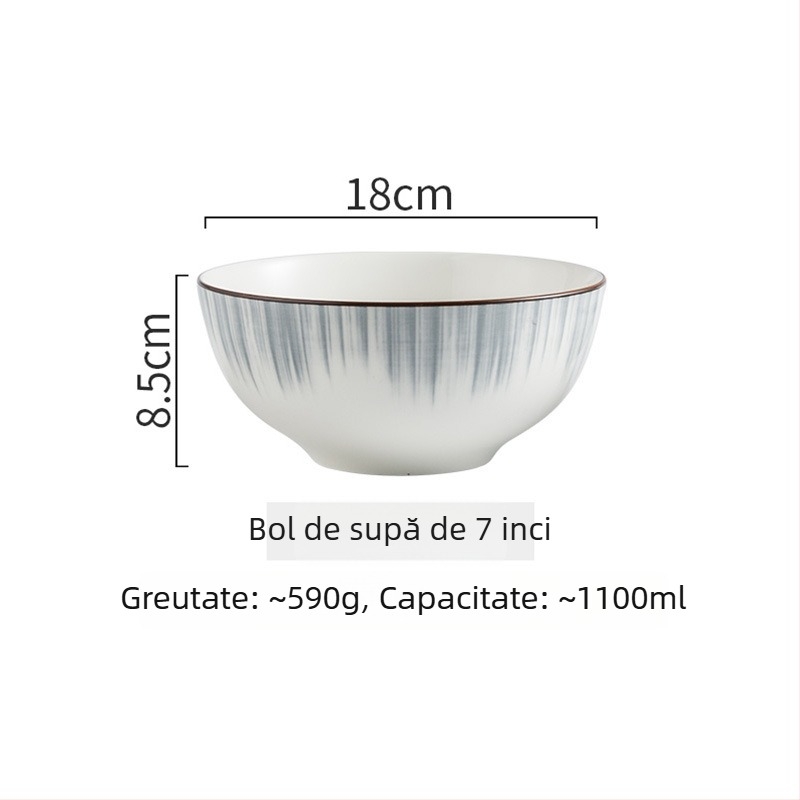 Set Nordic de veselă ceramică – boluri, farfurii și farfurioare din porțelan pentru uz casnic; set complet de veselă