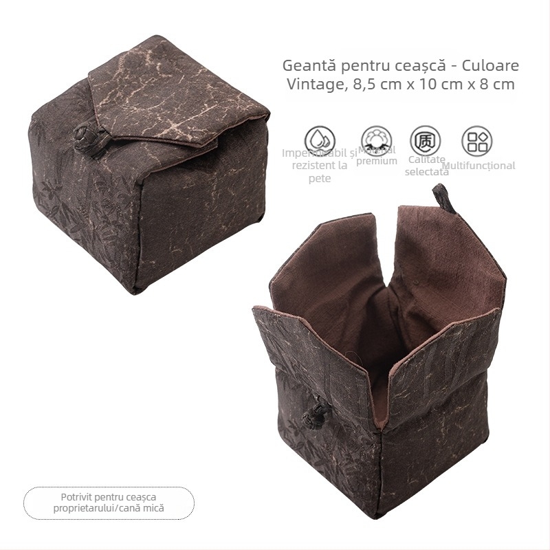 Set de ceai pentru călătorii, cu husă pentru cești și accesorii – set mare, portabil, în geantă de depozitare