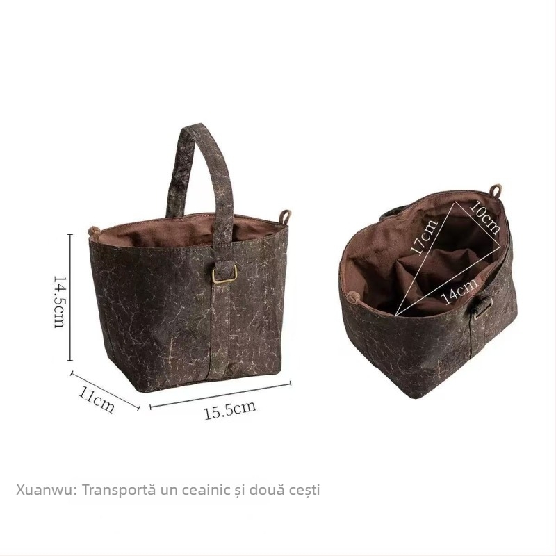 Set de ceai pentru călătorii, cu husă pentru cești și accesorii – set mare, portabil, în geantă de depozitare