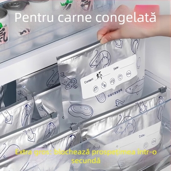 Pungi din folie de aluminiu pentru conservarea alimentelor, sigilate, cu închidere tip fermoar pentru frigider, antibacteriale