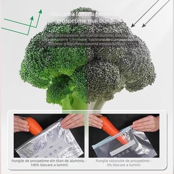 Pungi din folie de aluminiu pentru conservarea alimentelor, sigilate, cu închidere tip fermoar pentru frigider, antibacteriale