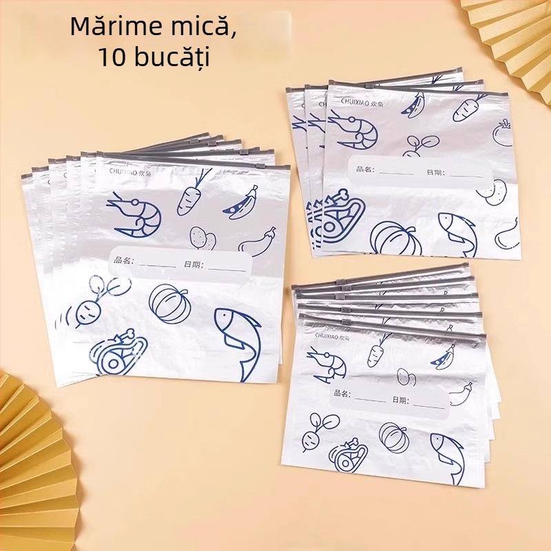 Pungi din folie de aluminiu pentru conservarea alimentelor, sigilate, cu închidere tip fermoar pentru frigider, antibacteriale