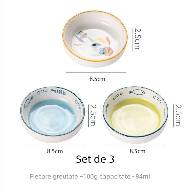 Farfurioară ceramică pictată manual, mic vas de sos în stil japonez pentru sos de soia și oțet