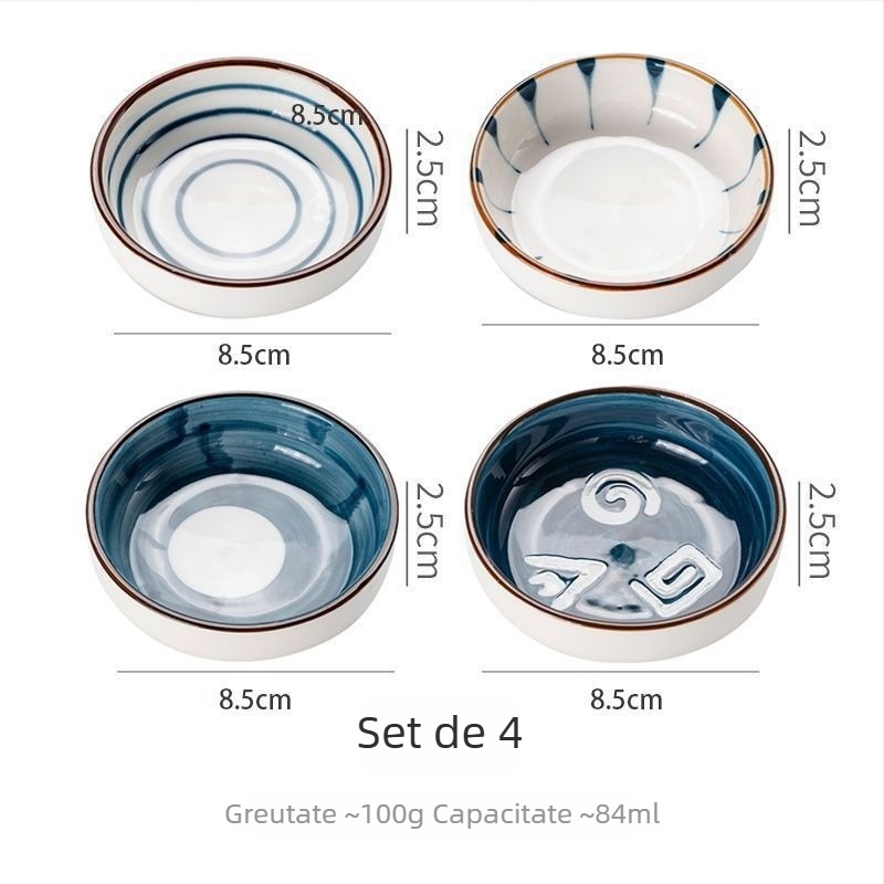 Farfurioară ceramică pictată manual, mic vas de sos în stil japonez pentru sos de soia și oțet