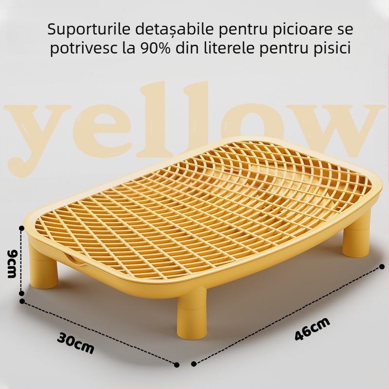 Casetă de nisip pentru pisici, extra mare, deschisă, anti-spălare și control al mirosurilor pentru pisicuți