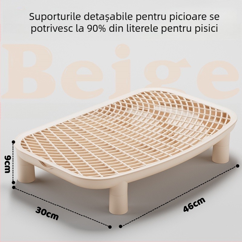 Casetă de nisip pentru pisici, extra mare, deschisă, anti-spălare și control al mirosurilor pentru pisicuți