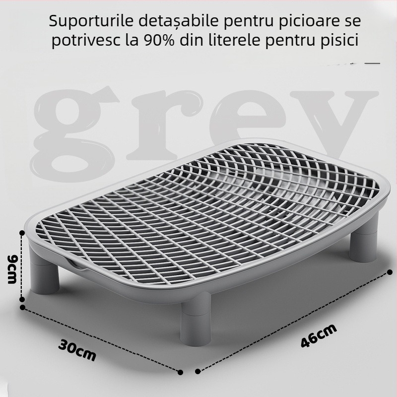 Casetă de nisip pentru pisici, extra mare, deschisă, anti-spălare și control al mirosurilor pentru pisicuți