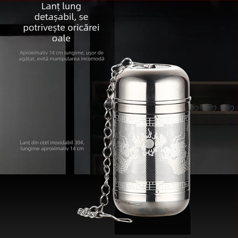 Ceainic din oțel inoxidabil 304 cu filtru pentru ceai și infuzor încorporat, cană termică izolată