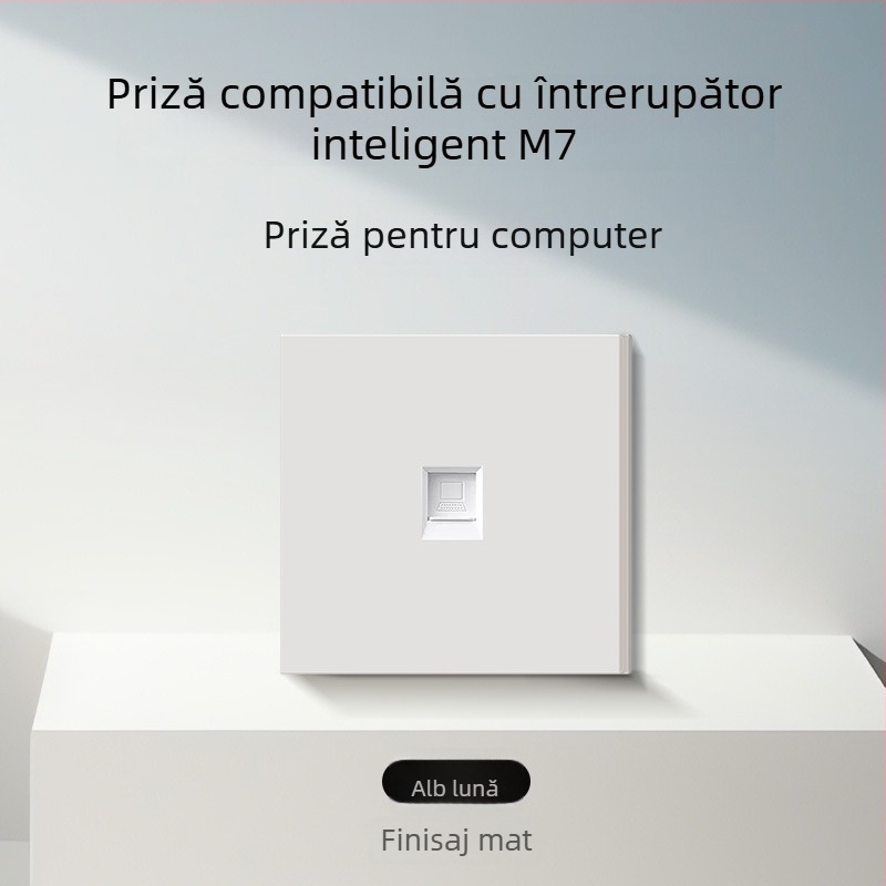 Comutator și priză tip 86, finisaj mat, pentru montaj ascuns, compatibil cu sisteme inteligente, priză 1-gang cu 5 găuri, panou pentru aer condiționat 16A