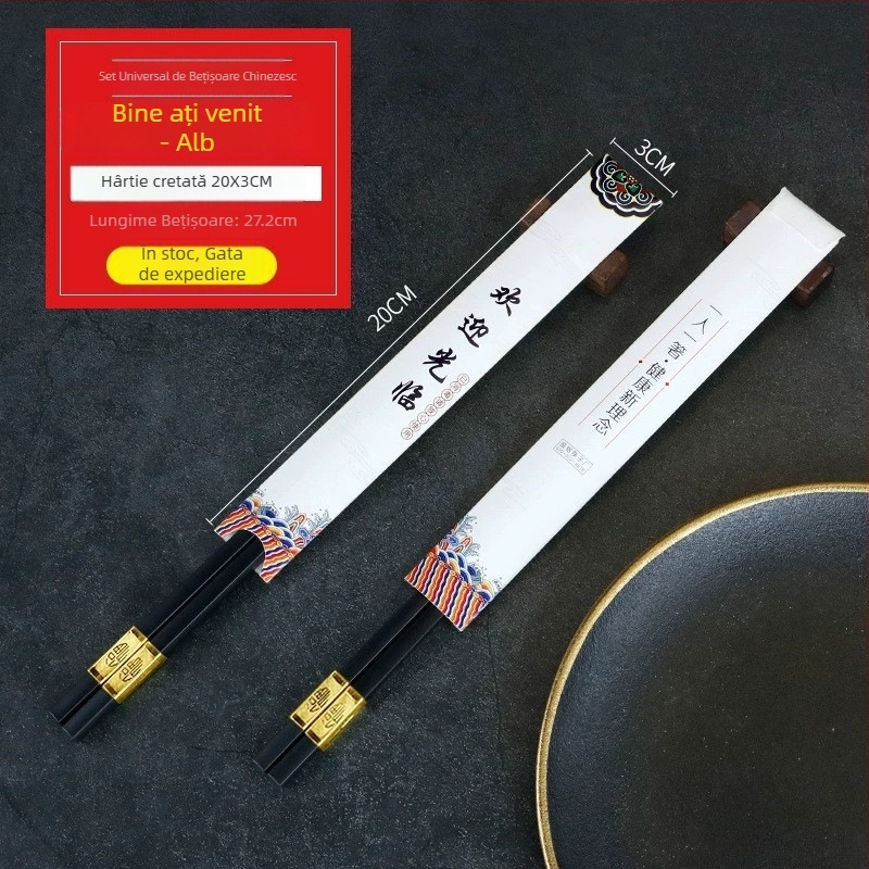 Bețișoare de unică folosință din bambus cu husă de hârtie individuală, imprimare personalizabilă pe husă pentru take-away