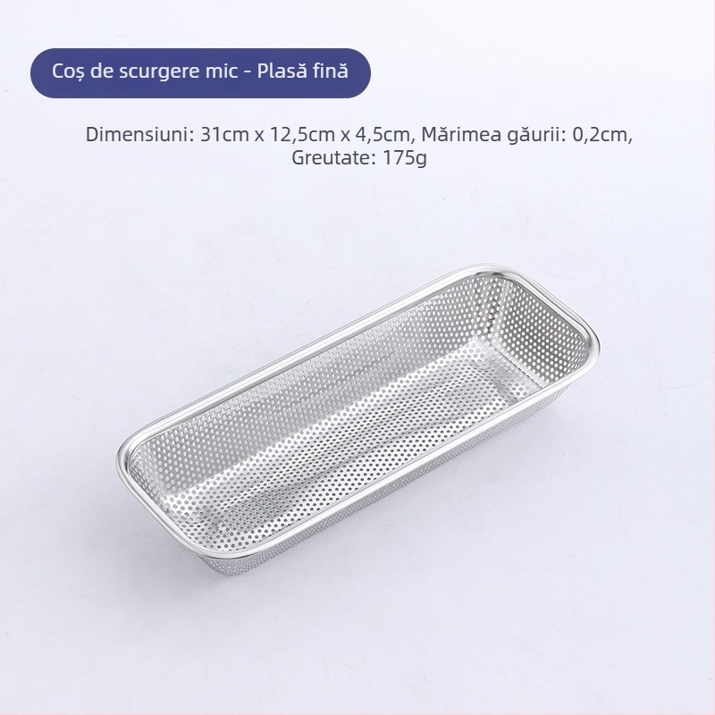 Cutie de depozitare din oțel inoxidabil pentru bețișoare; suport de uscare cu drenaj perforat pentru fructe și legume; coș pentru mașina de vase
