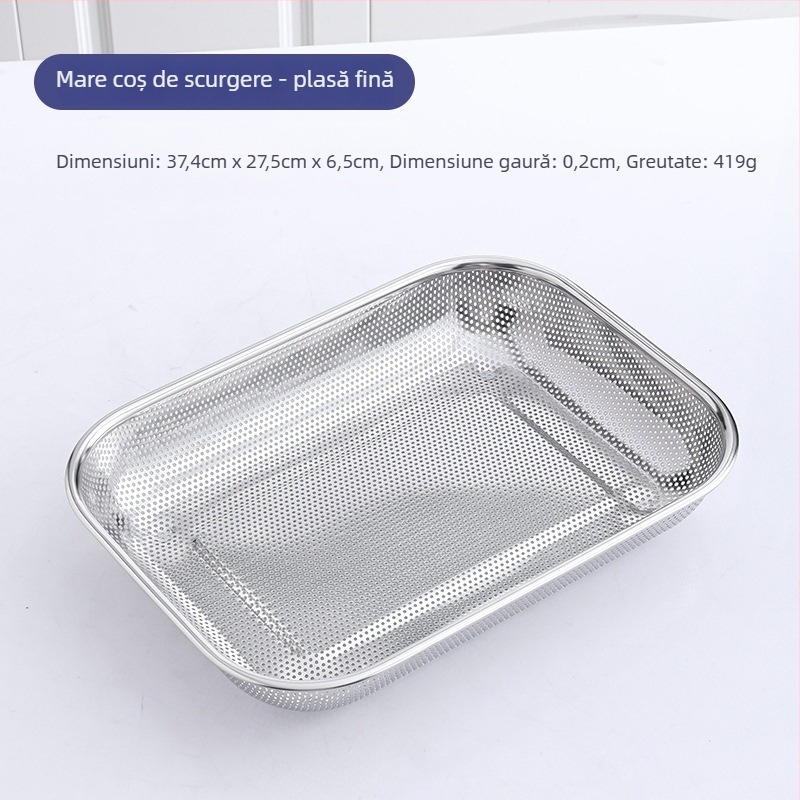 Cutie de depozitare din oțel inoxidabil pentru bețișoare; suport de uscare cu drenaj perforat pentru fructe și legume; coș pentru mașina de vase