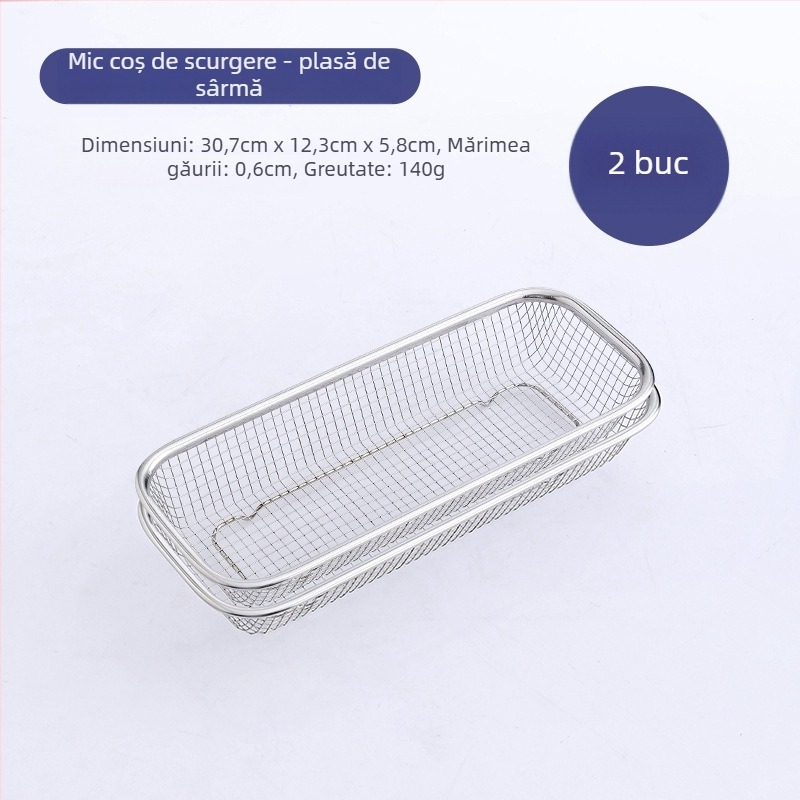 Cutie de depozitare din oțel inoxidabil pentru bețișoare; suport de uscare cu drenaj perforat pentru fructe și legume; coș pentru mașina de vase