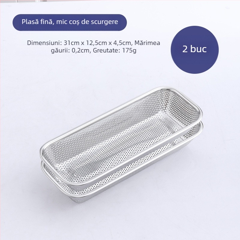 Cutie de depozitare din oțel inoxidabil pentru bețișoare; suport de uscare cu drenaj perforat pentru fructe și legume; coș pentru mașina de vase