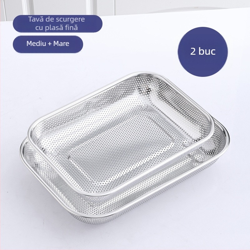 Cutie de depozitare din oțel inoxidabil pentru bețișoare; suport de uscare cu drenaj perforat pentru fructe și legume; coș pentru mașina de vase