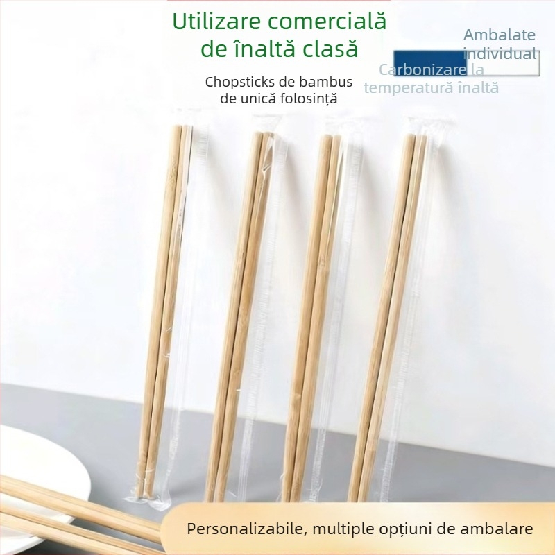 Bețișoare de bambus, de unică folosință, ambalate individual, carbonizate, lungi și groase, pentru catering comercial