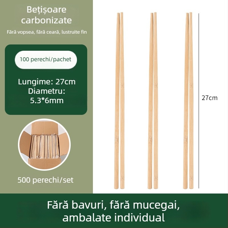 Bețișoare de bambus, de unică folosință, ambalate individual, carbonizate, lungi și groase, pentru catering comercial