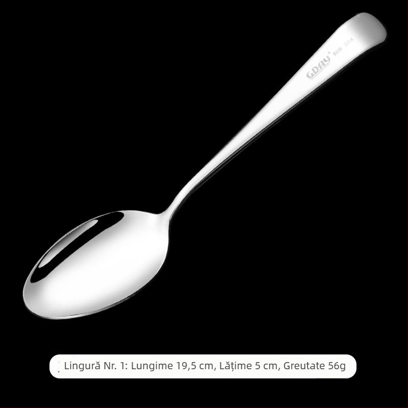 304 oțel inoxidabil: lingură pentru elevi, lingură de supă, lingură de desert, lingură mai groasă, furculiță de fructe