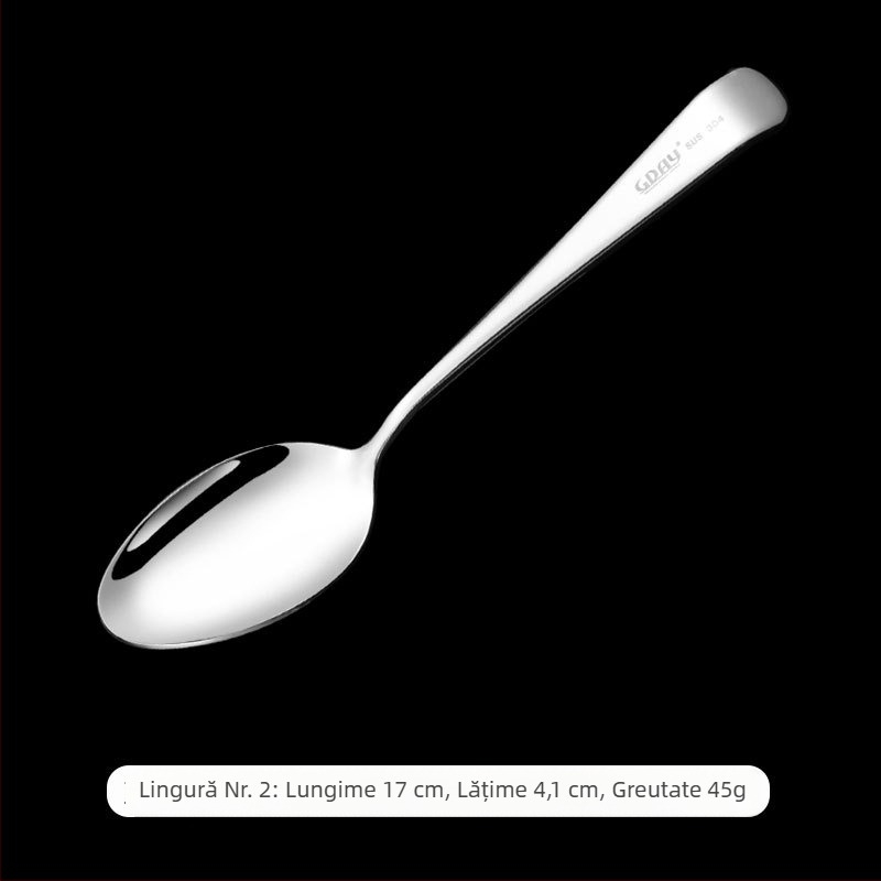 304 oțel inoxidabil: lingură pentru elevi, lingură de supă, lingură de desert, lingură mai groasă, furculiță de fructe