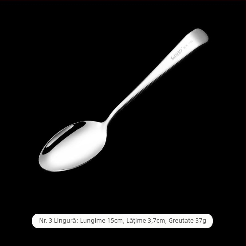 304 oțel inoxidabil: lingură pentru elevi, lingură de supă, lingură de desert, lingură mai groasă, furculiță de fructe