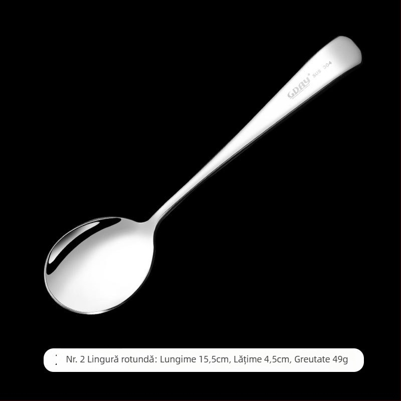 304 oțel inoxidabil: lingură pentru elevi, lingură de supă, lingură de desert, lingură mai groasă, furculiță de fructe