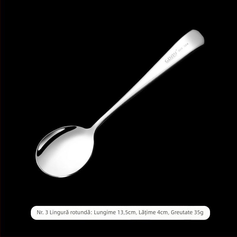 304 oțel inoxidabil: lingură pentru elevi, lingură de supă, lingură de desert, lingură mai groasă, furculiță de fructe
