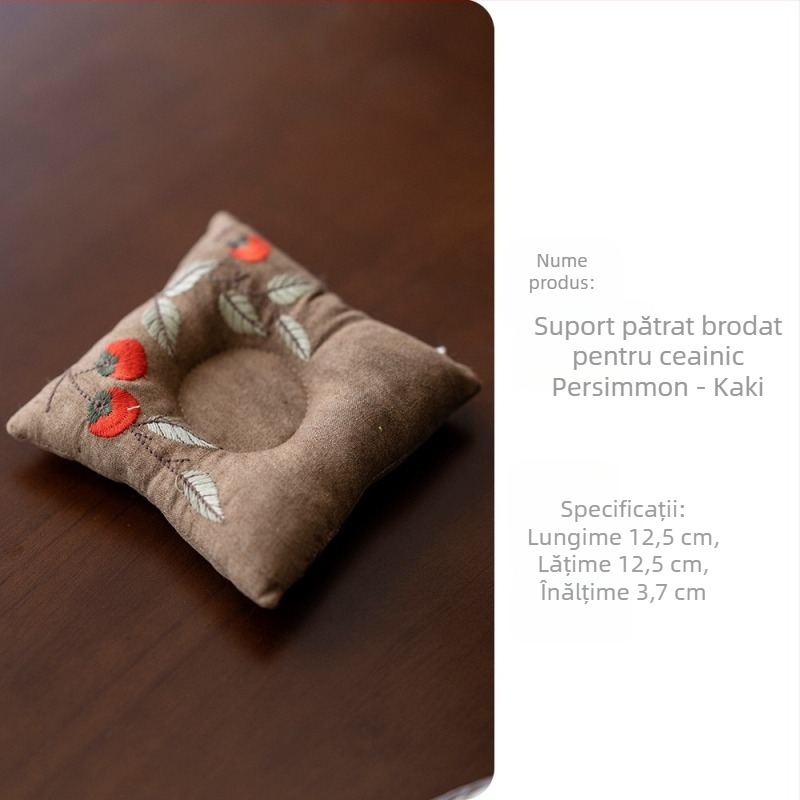 Covoraș brodat pentru ceainic, din material bumbac-lin, izolație termică pentru set de ceai