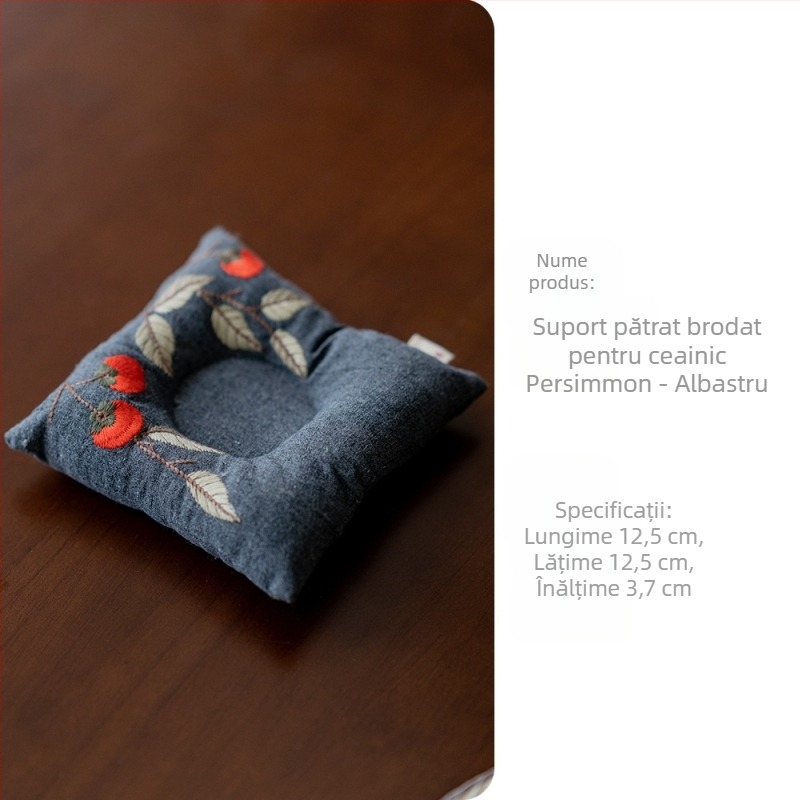 Covoraș brodat pentru ceainic, din material bumbac-lin, izolație termică pentru set de ceai