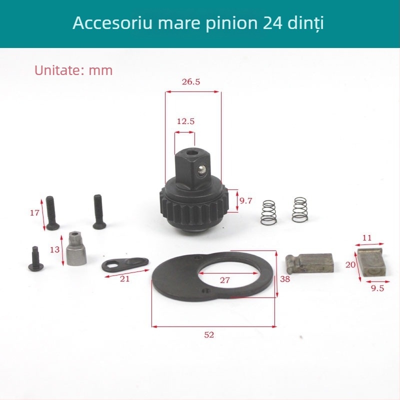 Set de reparații pentru cheie cu soclu, dinți 72, în geantă cu accesorii