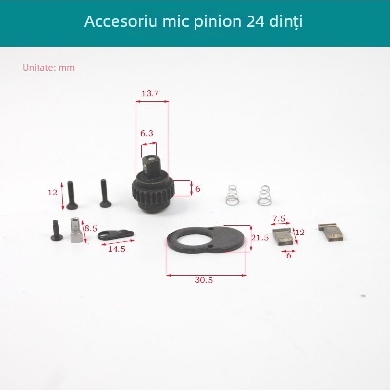 Set de reparații pentru cheie cu soclu, dinți 72, în geantă cu accesorii