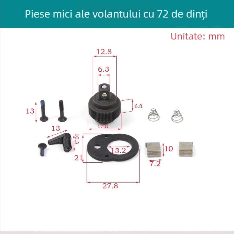 Set de reparații pentru cheie cu soclu, dinți 72, în geantă cu accesorii