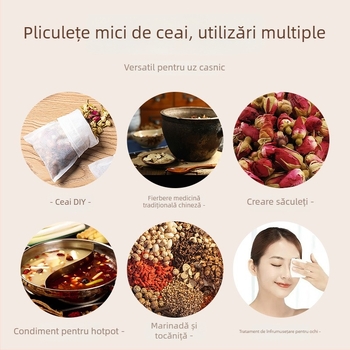 Pungă de ceai de unică folosință din material nețesut – filtru pentru ceai, supe și decocturi din plante