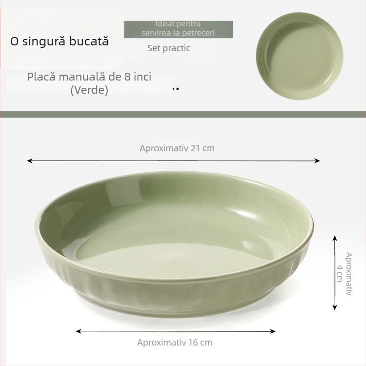Farfurie din ceramic crem, rotundă, 7 inch, adâncă
