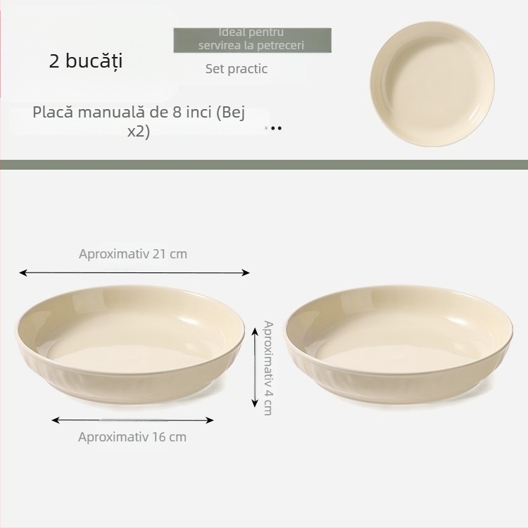 Farfurie din ceramic crem, rotundă, 7 inch, adâncă