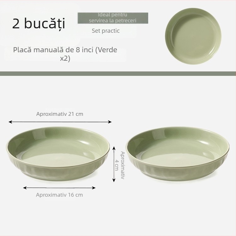 Farfurie din ceramic crem, rotundă, 7 inch, adâncă