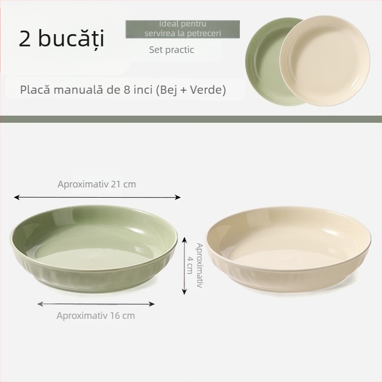 Farfurie din ceramic crem, rotundă, 7 inch, adâncă