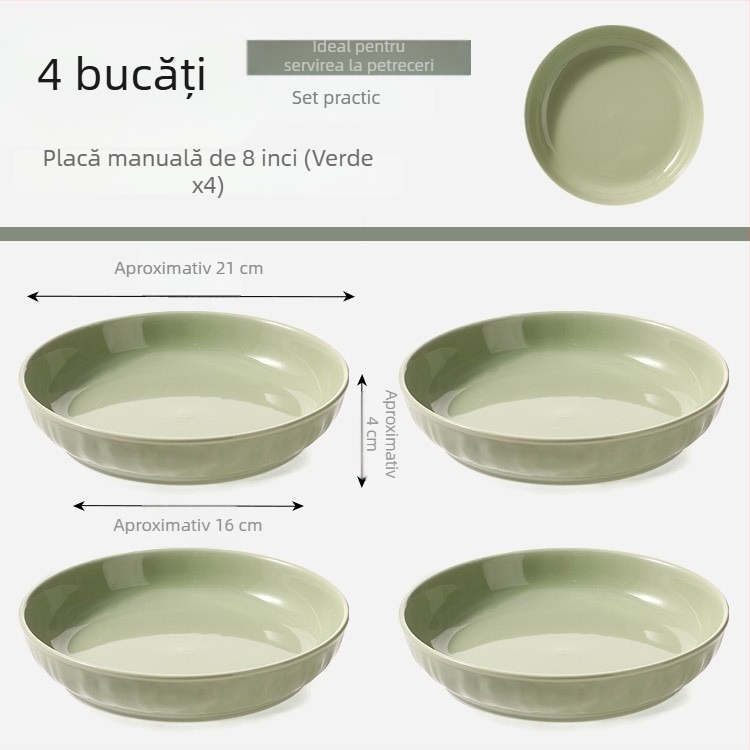 Farfurie din ceramic crem, rotundă, 7 inch, adâncă