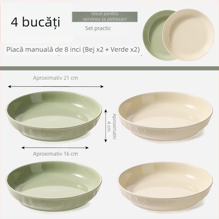 Farfurie din ceramic crem, rotundă, 7 inch, adâncă