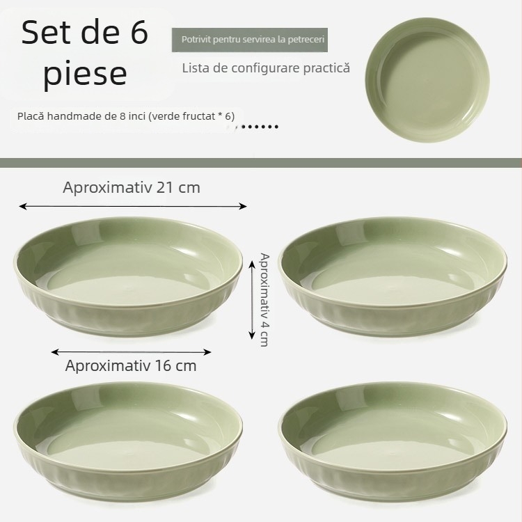Farfurie din ceramic crem, rotundă, 7 inch, adâncă