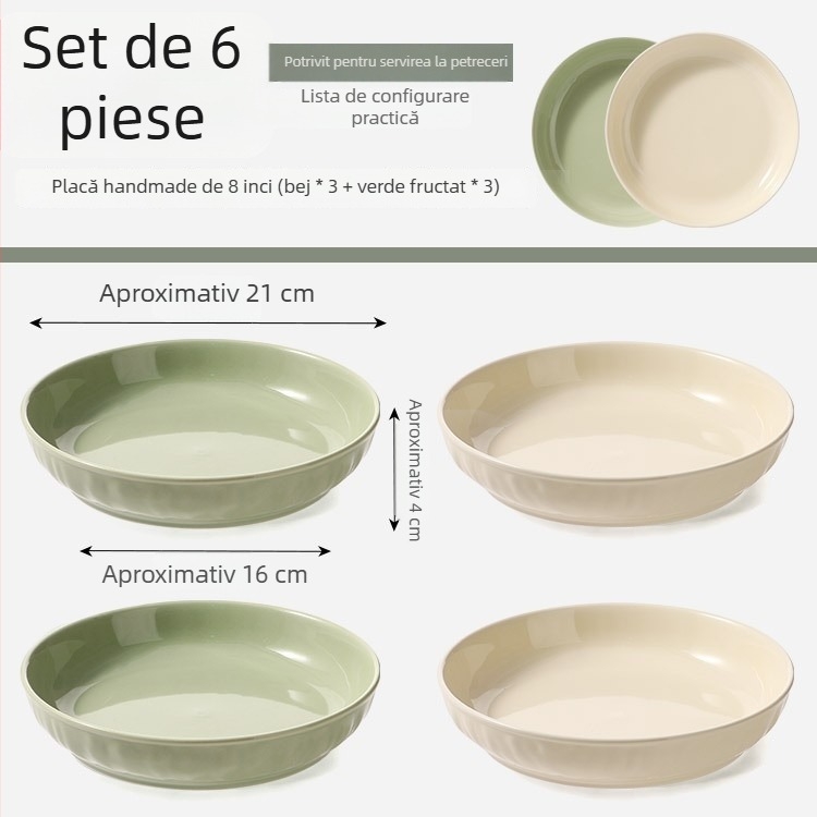 Farfurie din ceramic crem, rotundă, 7 inch, adâncă