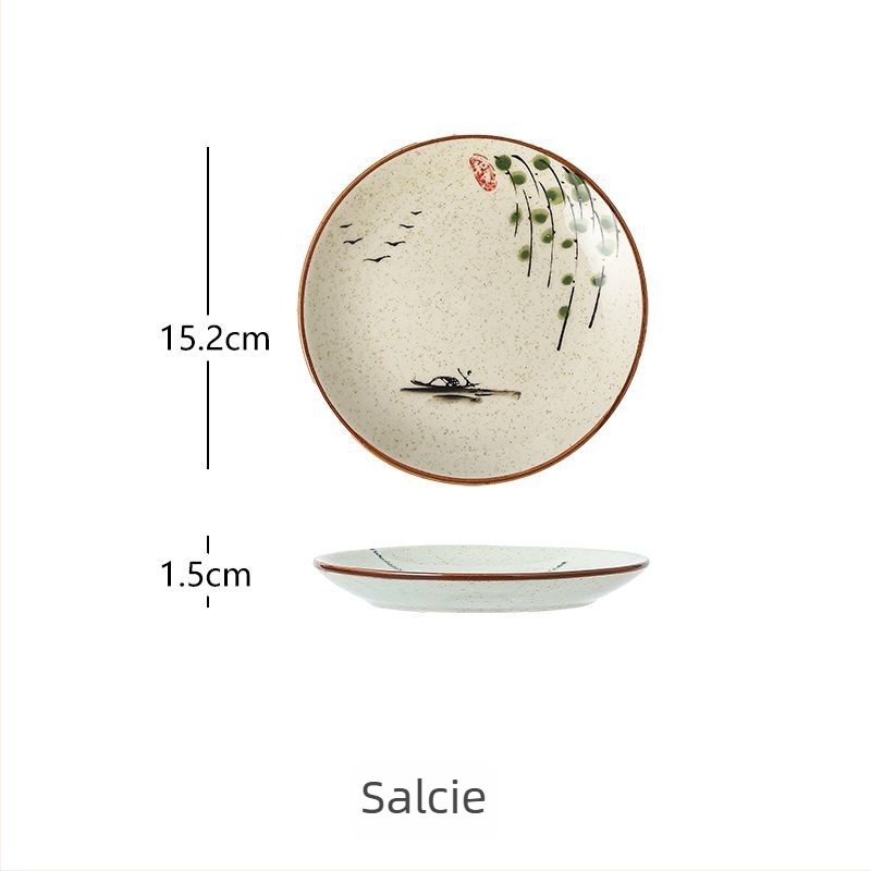Farfurie rotundă din porțelan pictat manual, retro, 15 cm, porțelan cu oase, pentru ceai și gustări cu fructe uscate