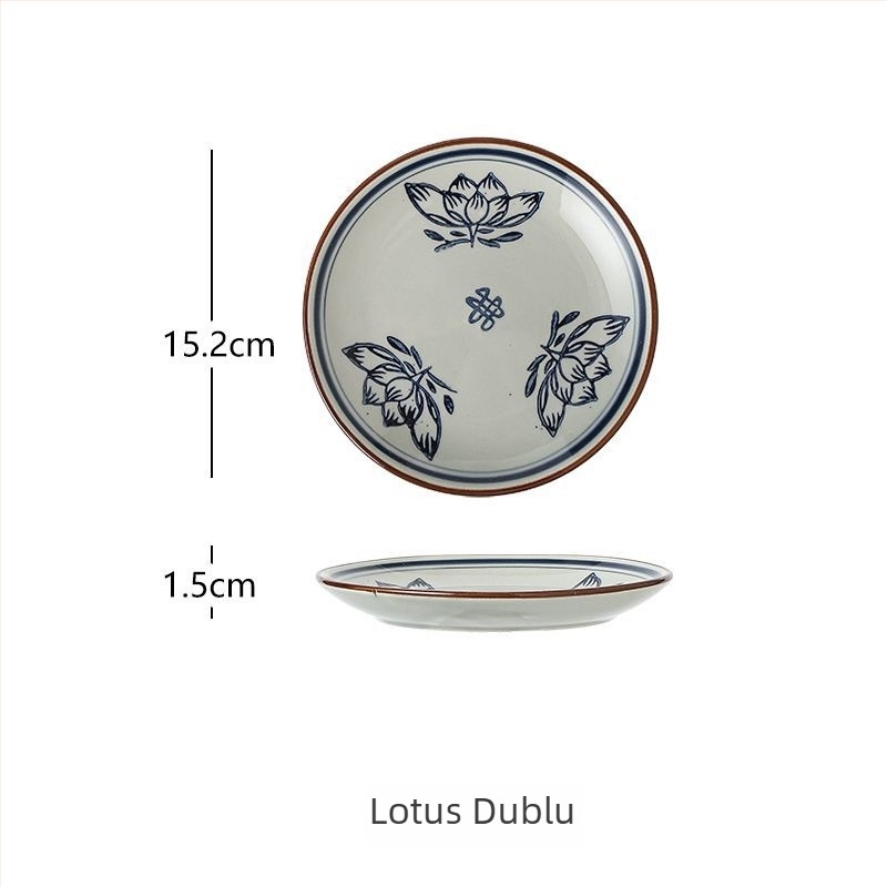 Farfurie rotundă din porțelan pictat manual, retro, 15 cm, porțelan cu oase, pentru ceai și gustări cu fructe uscate