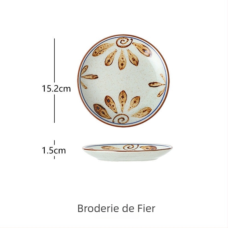 Farfurie rotundă din porțelan pictat manual, retro, 15 cm, porțelan cu oase, pentru ceai și gustări cu fructe uscate