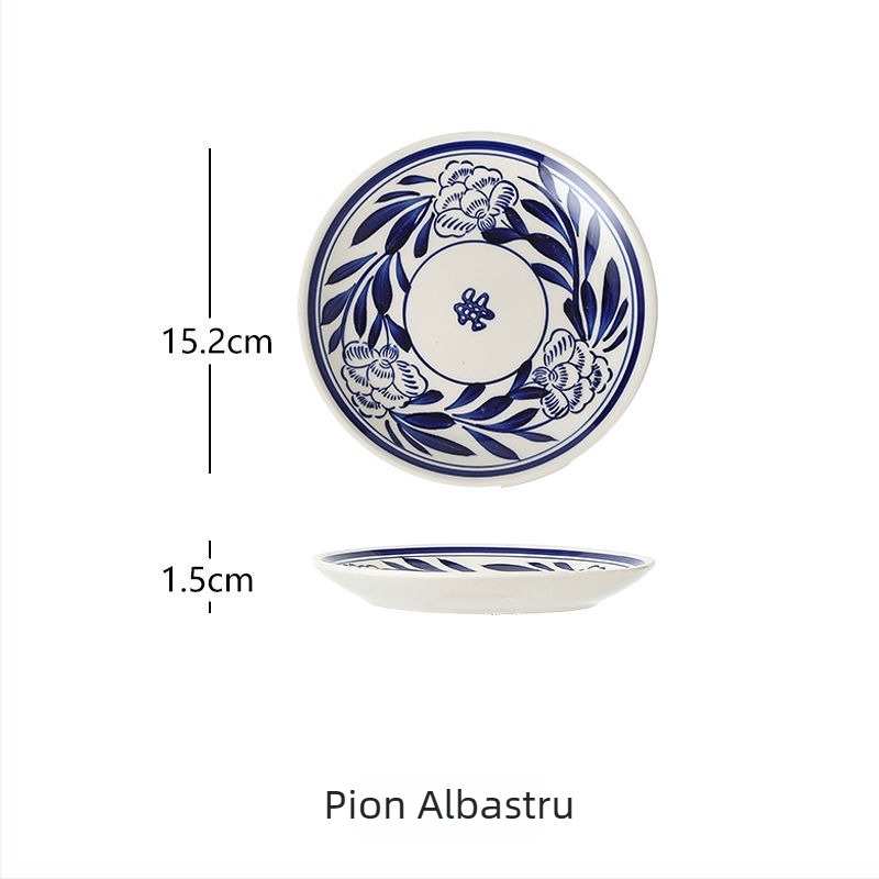 Farfurie rotundă din porțelan pictat manual, retro, 15 cm, porțelan cu oase, pentru ceai și gustări cu fructe uscate