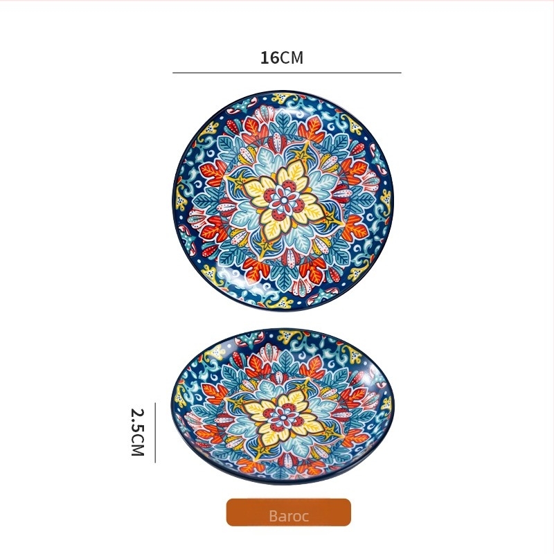Farfurie de servire din ceramică boemă, porțelan, rotundă, 6,5 inchi, pentru aperitive reci, fructe și deserturi