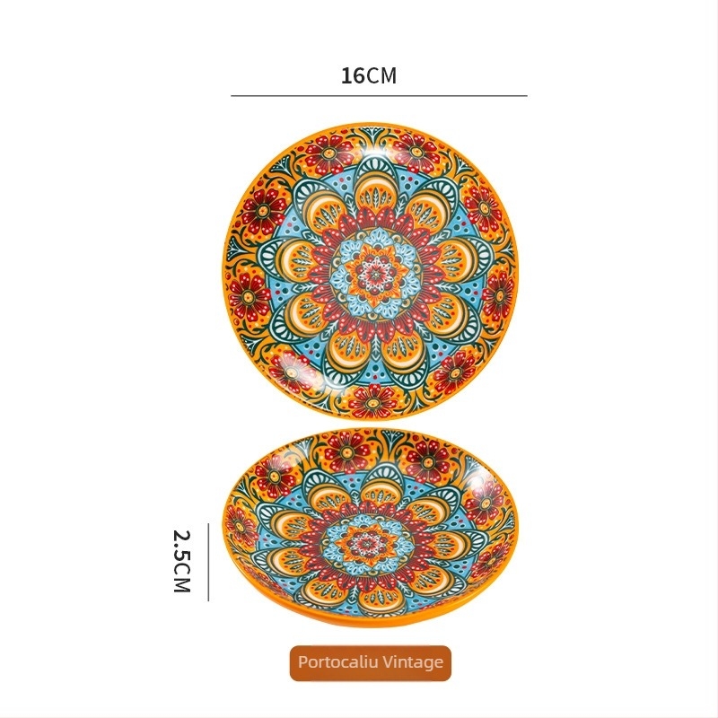 Farfurie de servire din ceramică boemă, porțelan, rotundă, 6,5 inchi, pentru aperitive reci, fructe și deserturi