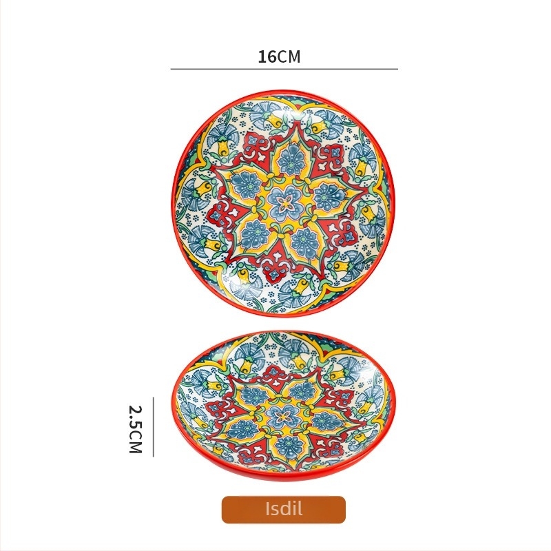 Farfurie de servire din ceramică boemă, porțelan, rotundă, 6,5 inchi, pentru aperitive reci, fructe și deserturi