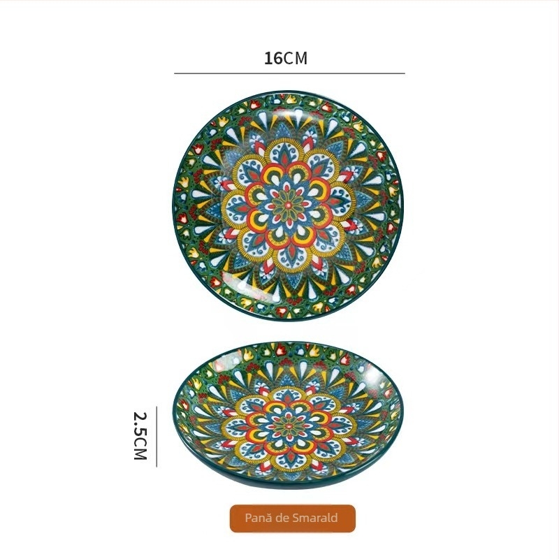 Farfurie de servire din ceramică boemă, porțelan, rotundă, 6,5 inchi, pentru aperitive reci, fructe și deserturi